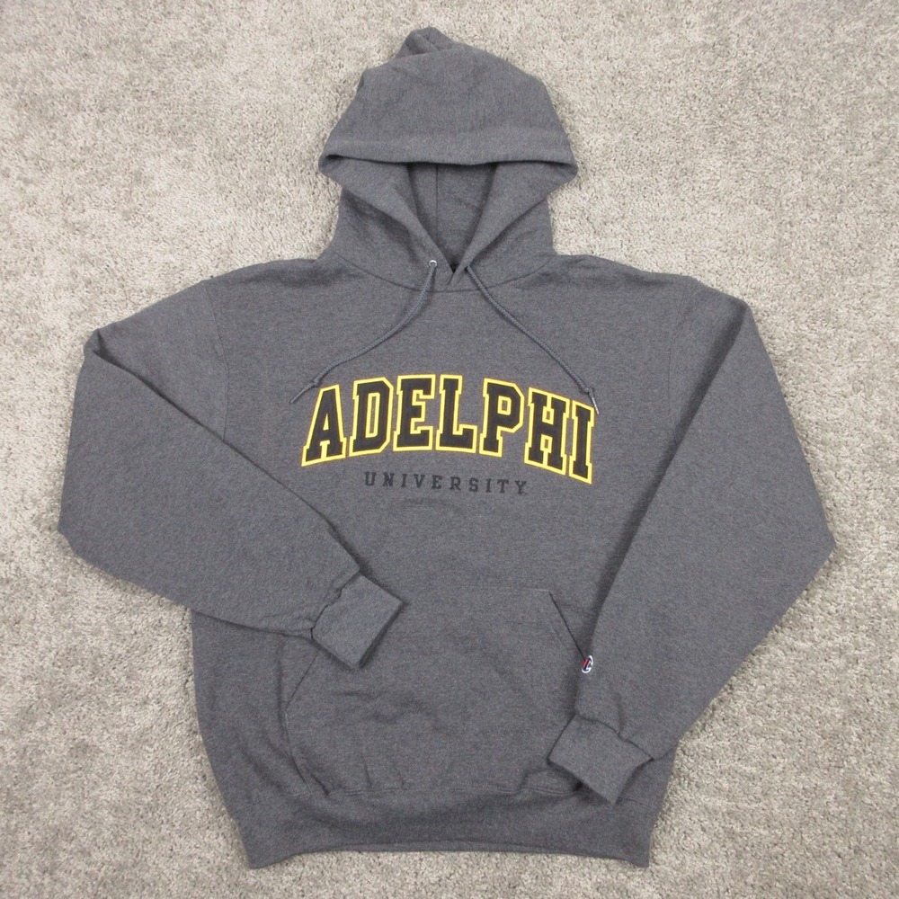 Adelphi Panthers Sweater Mens Medium Hoodie Sweatshirt Sewn Champion Fleece Logo